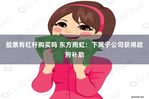 股票有杠杆购买吗 东方雨虹：下属子公司获得政府补助